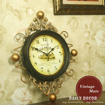 Ultra-kluss vintage metāla antīko laiku sienas pulkstenis dekoratīvās vecs Mēms sienas uzstādīts pulkstenis reloj de salīdzinot relogio de parede