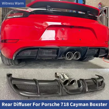 Par Porsche 718 Kaimanu Boxster 2016 - 2018 Oglekļa Šķiedras Aizmugurējo Buferi un Lūpu Difuzoru Spoilers Priekšauts Sadalītāji Izplūdes Uzgaļiem Atplūdes caurules