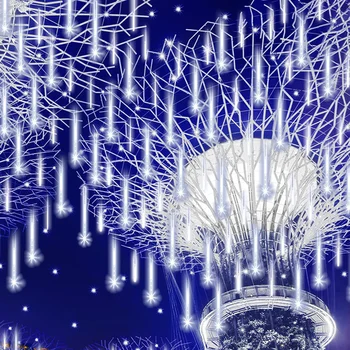 Āra LED Meteor Duša Gaismas Krišanas Lietus lāse Pasaku Stīgu Gaismas Ūdensizturīgs Ziemassvētku Puse, Dārza Brīvdienu Rotājumi