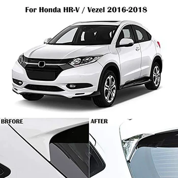 Honda HRV HR-V Vezel 2016-2019 Chrome ABS Ārējie Sānu Aizmugurējā Loga Spoileris Triple-stūriem Vāciņš Melns