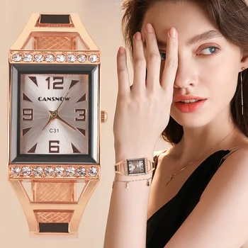 Jauno Modes Sieviešu rokas pulksteņi Kvalitātes Nerūsējošā Tērauda Aproce Dāmas rokas Pulksteņi Taisnstūra Skalu Sieviešu Kvarca Pulkstenis reloj mujer