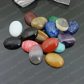 Vairumtirdzniecības 25*18mm Multicolor Ovāls Dabīgā akmens un sintētiskā akmens plakandibena krellītēm, lai Kameja uzstādījumi 5 gabali(JM3881)